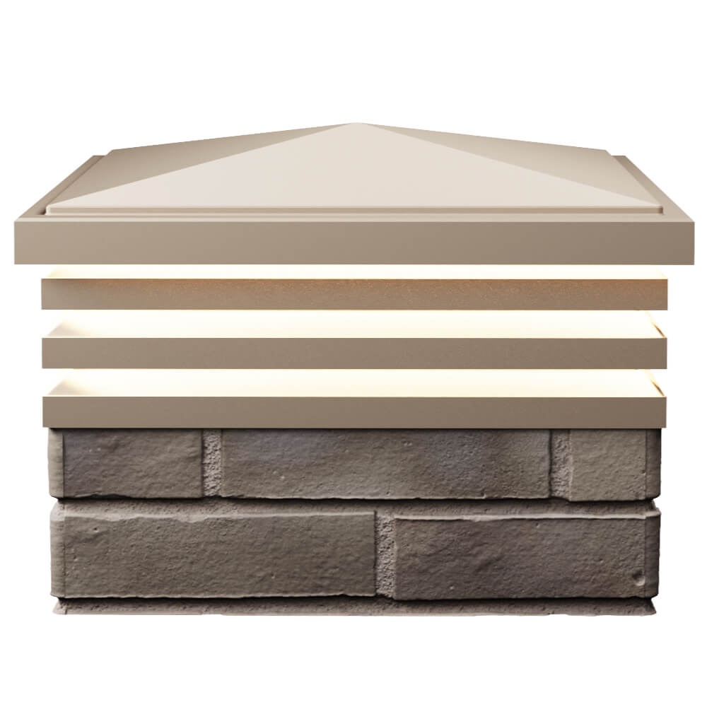 Колпак Zking Бона ХайТек Бежевый на столб 1.5х1.5 кирпича (385х385мм) с подсветкой в Муроме фото