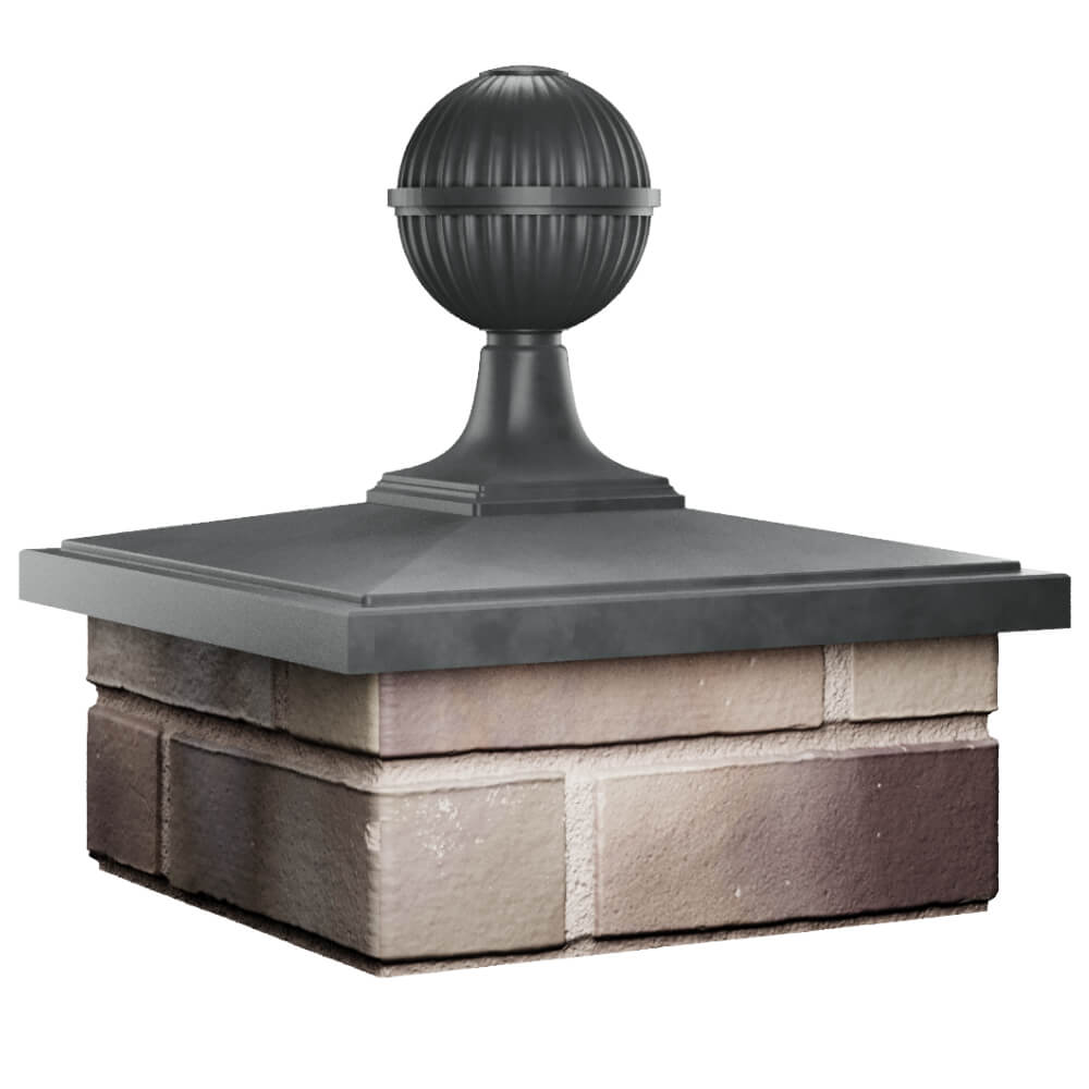 Колпак Zking БонаМоно Серый с шаром на столб 1.5х1.5 кирпича (385х385, 400х400мм) в сборе в Муроме фото