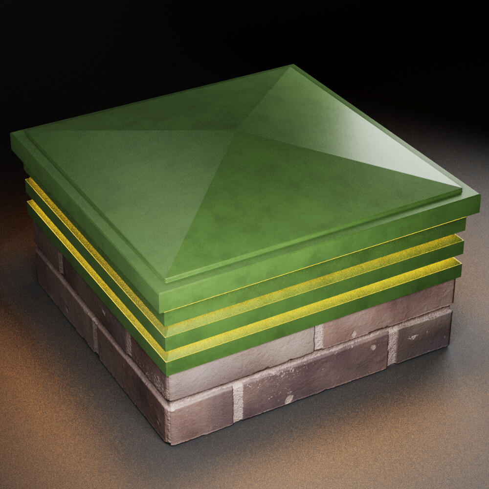 Колпак Zking Бона ХайТек Зеленый на столб 2х2 кирпича (513х513мм) с подсветкой в Муроме фото