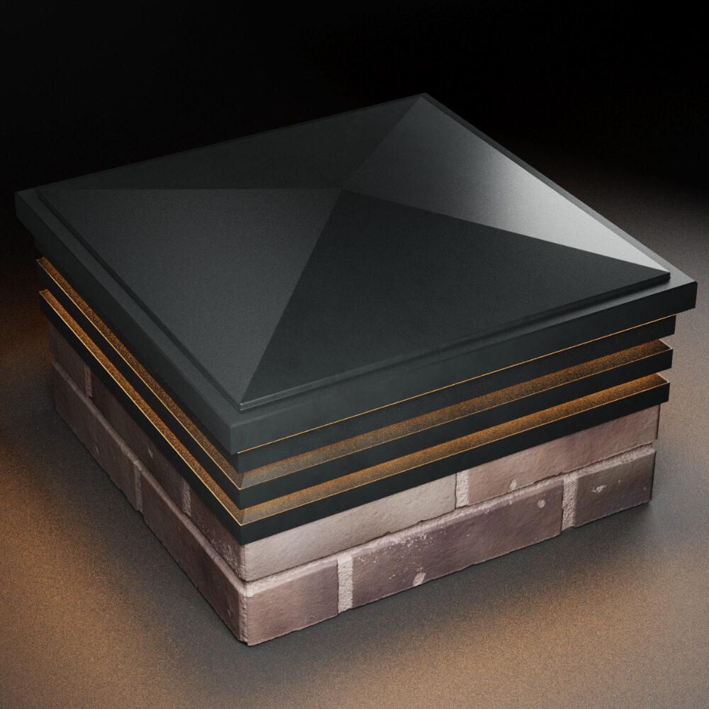 Колпак Zking Бона ХайТек Черный на столб 2х2 кирпича (513х513мм) с подсветкой в Муроме фото