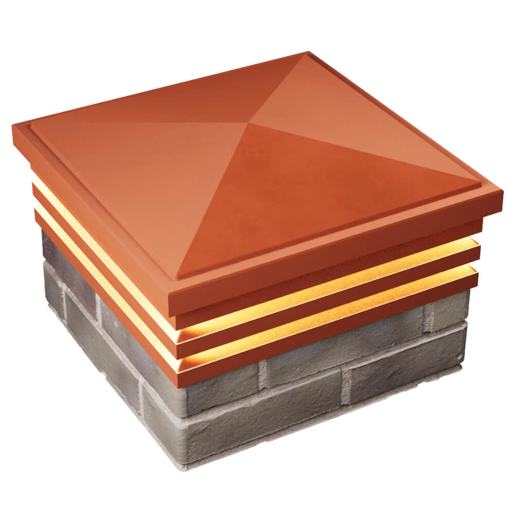 Колпак Zking Бона ХайТек Красный на столб 1.5х1.5 кирпича (385х385мм) с подсветкой в Муроме фото