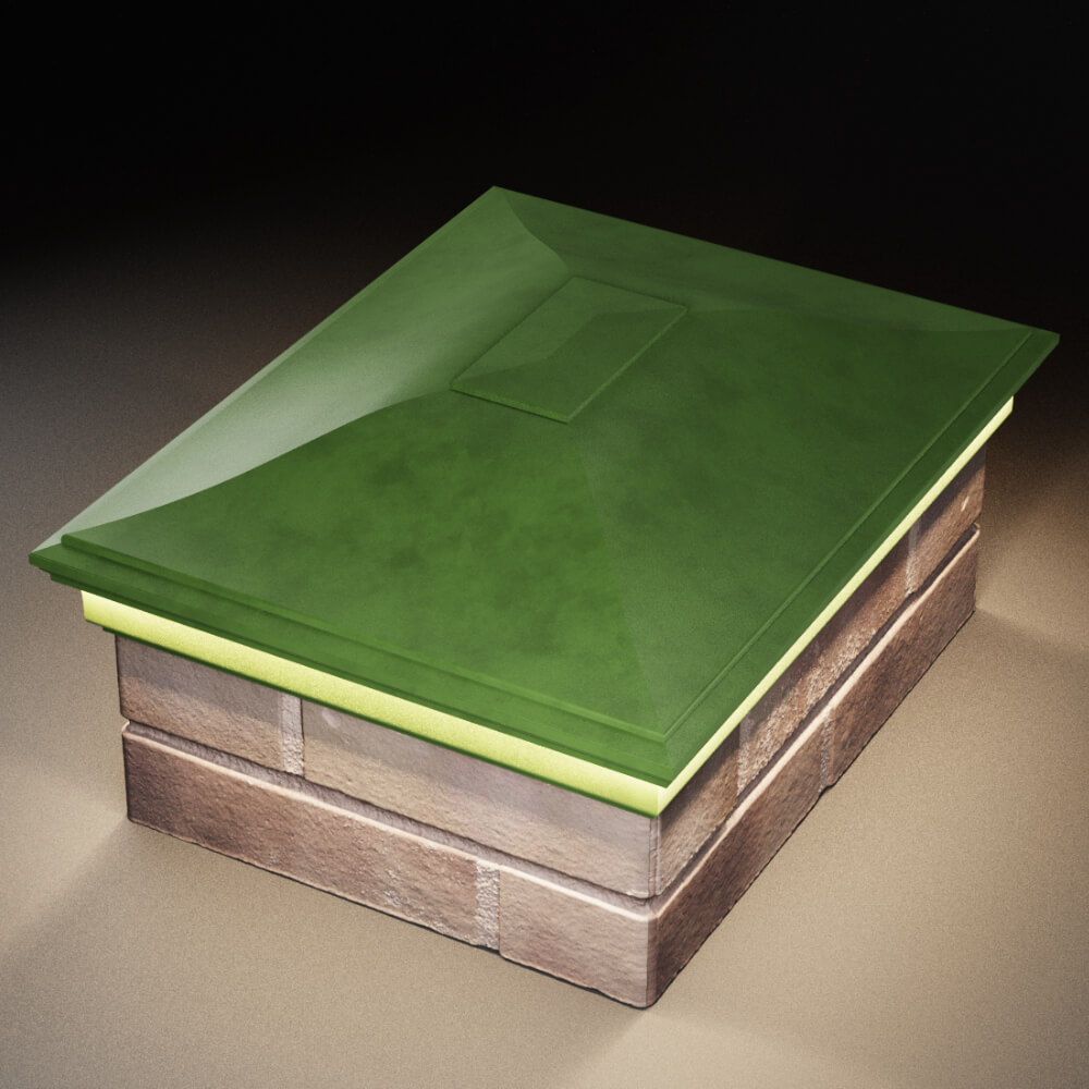 Колпак Zking Монблан Зеленый на столб 2х1.5 кирпича (515х385мм) c подсветкой в Муроме фото