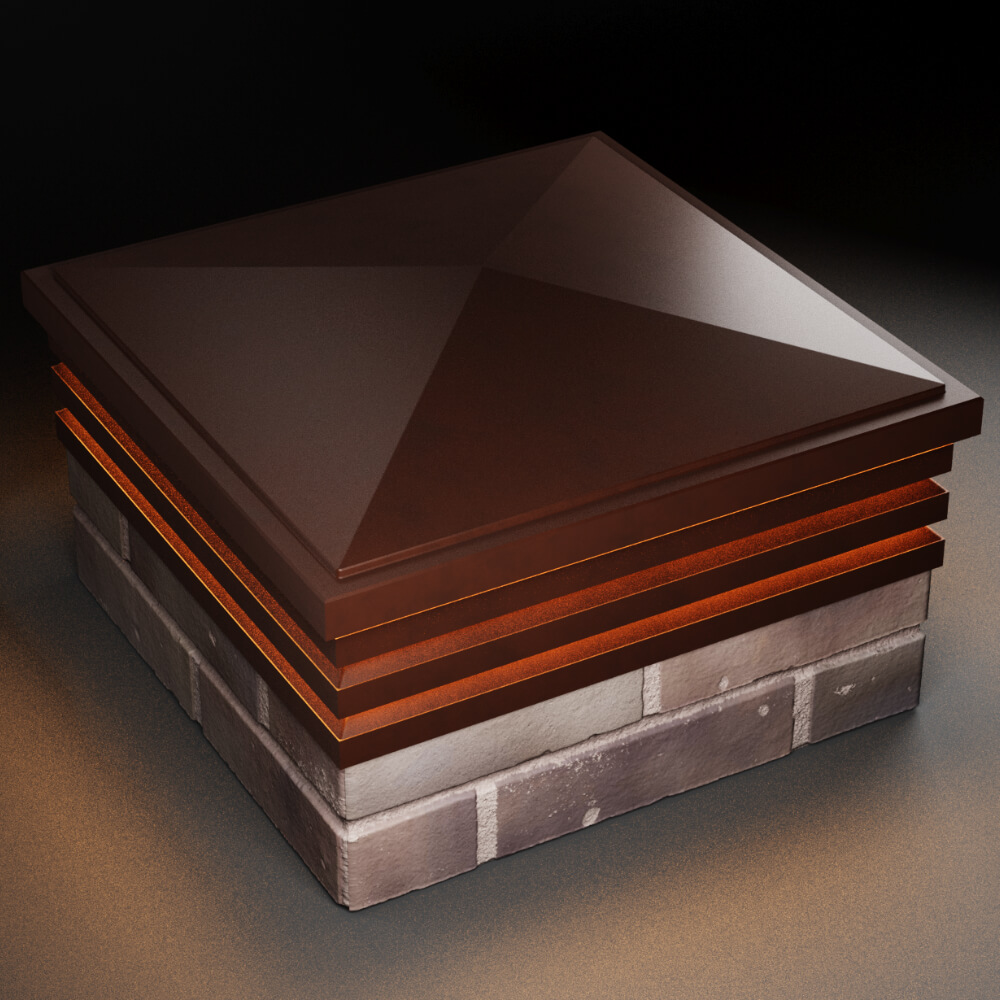 Колпак Zking Бона ХайТек Коричневый на столб 2х2 кирпича (513х513мм) с подсветкой в Муроме фото