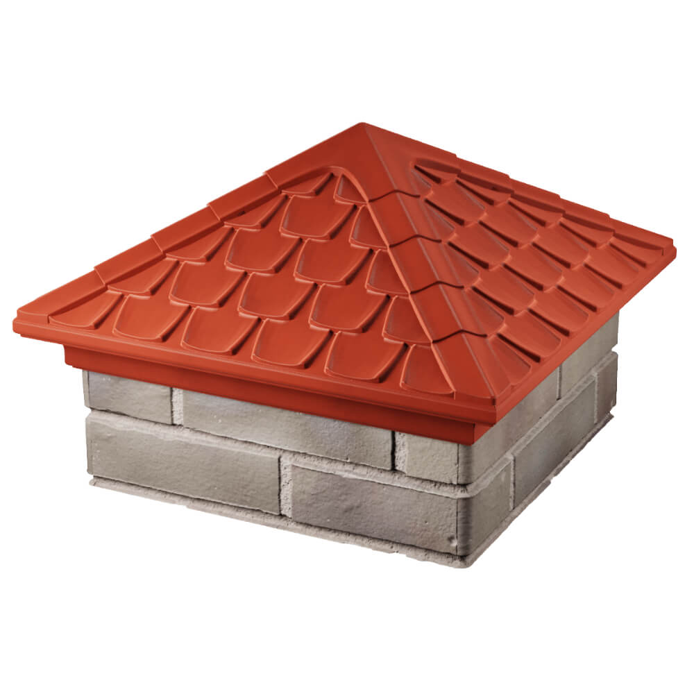 Колпак Zking Эльбрус Красный на столб 1.5х1.5 кирпича (385х385мм) в Муроме фото