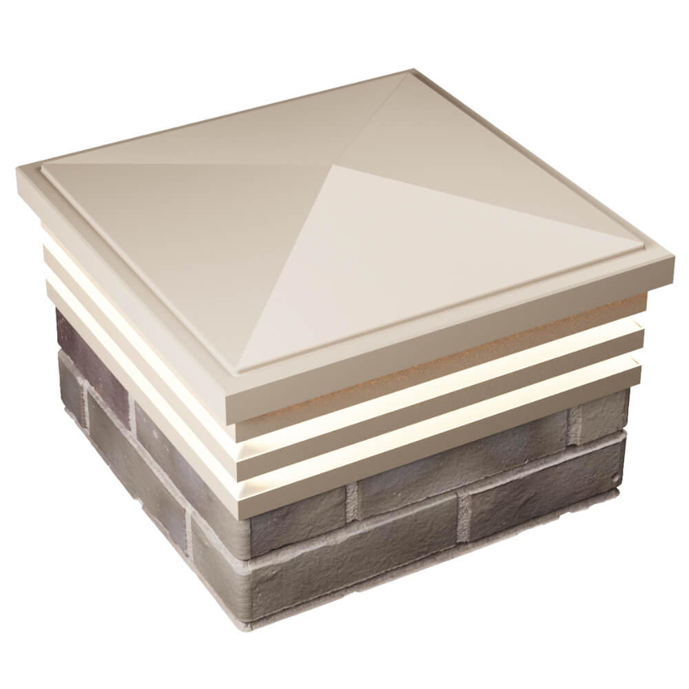 Колпак Zking Бона ХайТек Бежевый на столб 1.5х1.5 кирпича (385х385мм) с подсветкой в Муроме фото