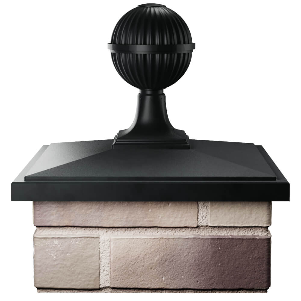 Колпак Zking БонаМоно Черный с шаром на столб 1.5х1.5 кирпича (385х385, 400х400мм) в сборе Муром фото
