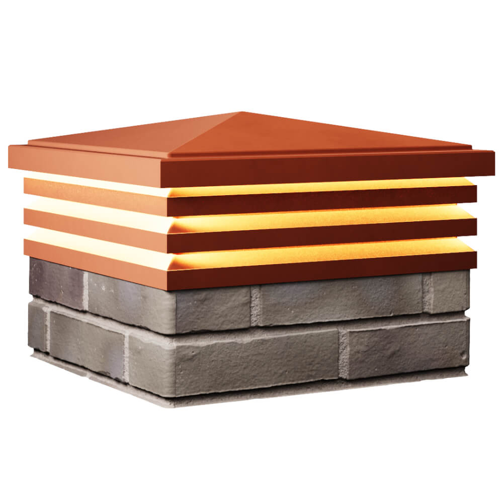 Колпак Zking Бона ХайТек Красный на столб 1.5х1.5 кирпича (385х385мм) с подсветкой в Муроме фото