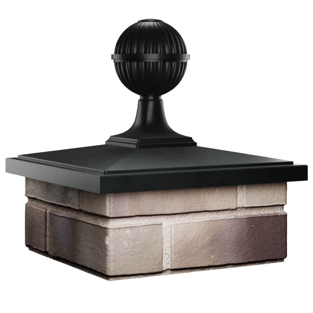 Колпак Zking БонаМоно Черный с шаром на столб 1.5х1.5 кирпича (385х385, 400х400мм) в сборе в Муроме фото