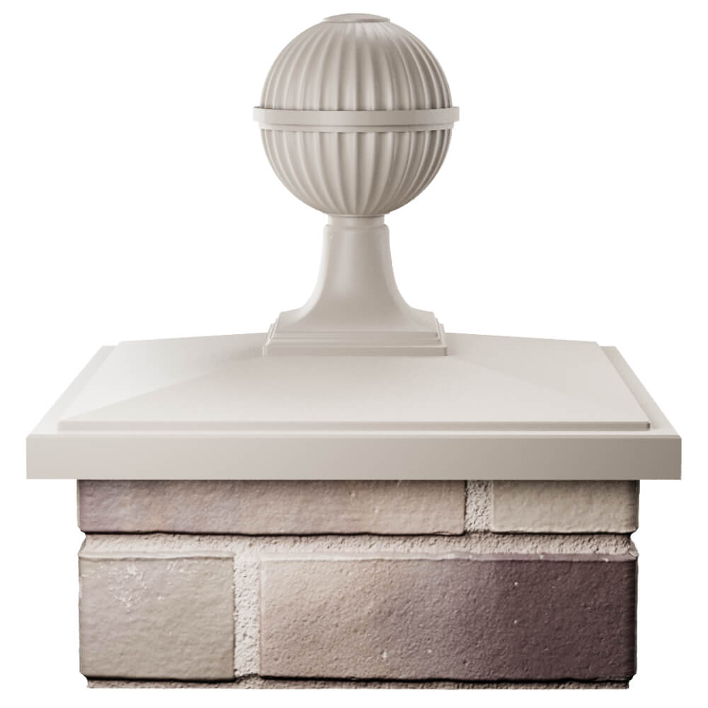 Колпак Zking БонаМоно Бежевый с шаром на столб 1.5х1.5 кирпича (385х385, 400х400мм) в сборе Муром фото