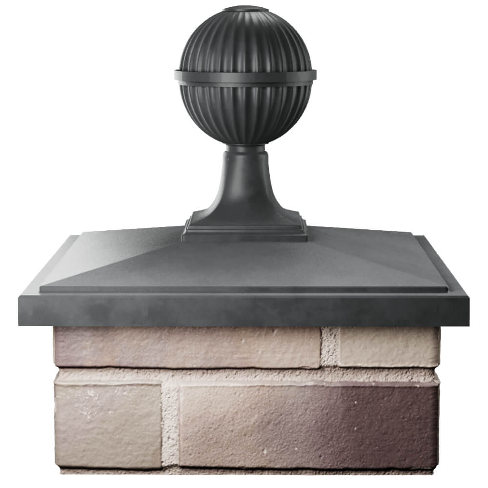 Колпак Zking БонаМоно Серый с шаром на столб 1.5х1.5 кирпича (385х385, 400х400мм) в сборе Муром фото
