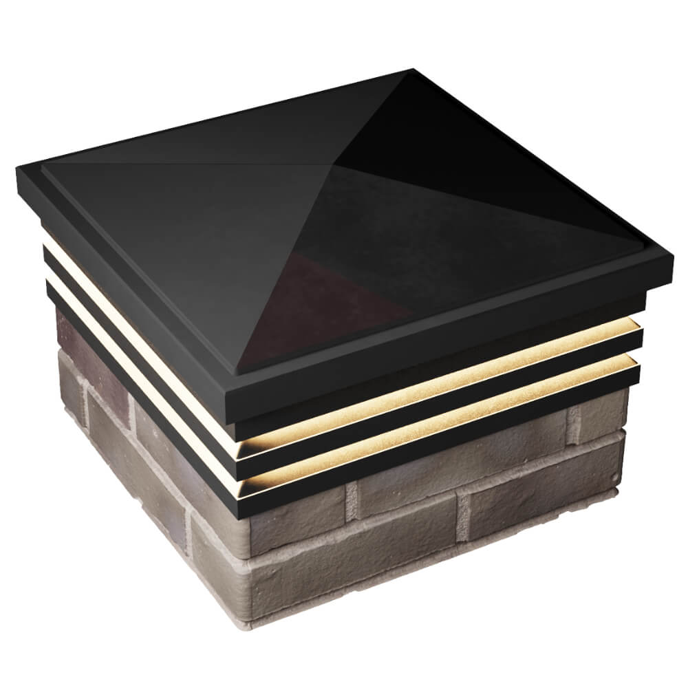 Колпак Zking Бона ХайТек Черный на столб 1.5х1.5 кирпича (385х385мм) с подсветкой в Муроме фото