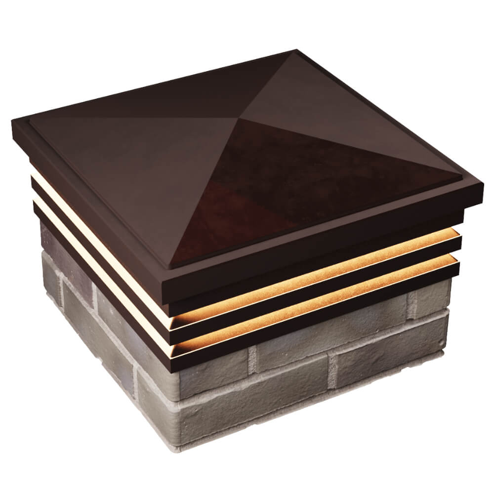 Колпак Zking Бона ХайТек Коричневый на столб 1.5х1.5 кирпича (385х385мм) с подсветкой в Муроме фото