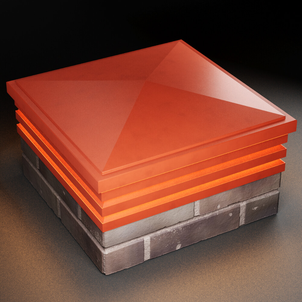 Колпак Zking Бона ХайТек Красный на столб 2х2 кирпича (513х513мм) с подсветкой в Муроме фото