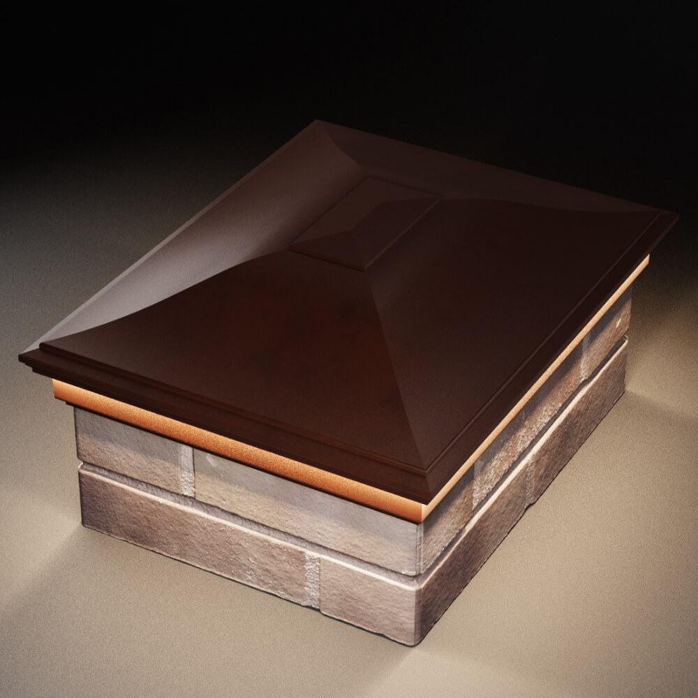 Колпак Zking Монблан Коричневый на столб 2х1.5 кирпича (515х385мм) c подсветкой в Муроме фото