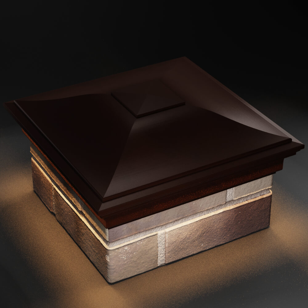 Колпак Zking Монблан Коричневый на столб 1.5х1.5 кирпича (385х385мм) с подсветкой в Муроме фото