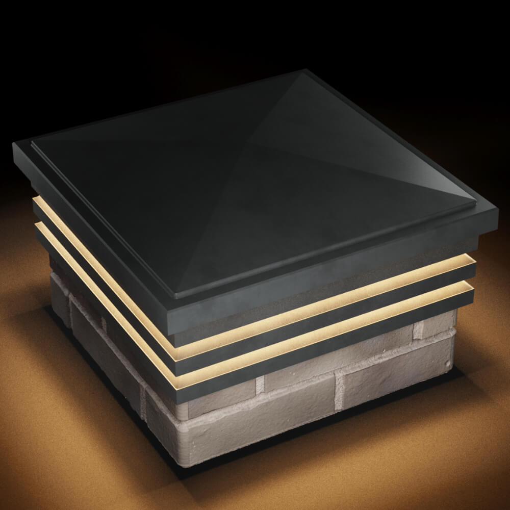 Колпак Zking Бона ХайТек Серый на столб 1.5х1.5 кирпича (385х385мм) с подсветкой в Муроме фото