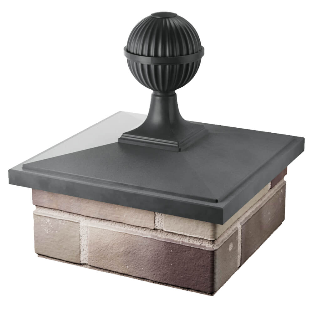 Колпак Zking БонаМоно Серый с шаром на столб 1.5х1.5 кирпича (385х385, 400х400мм) в сборе в Муроме фото