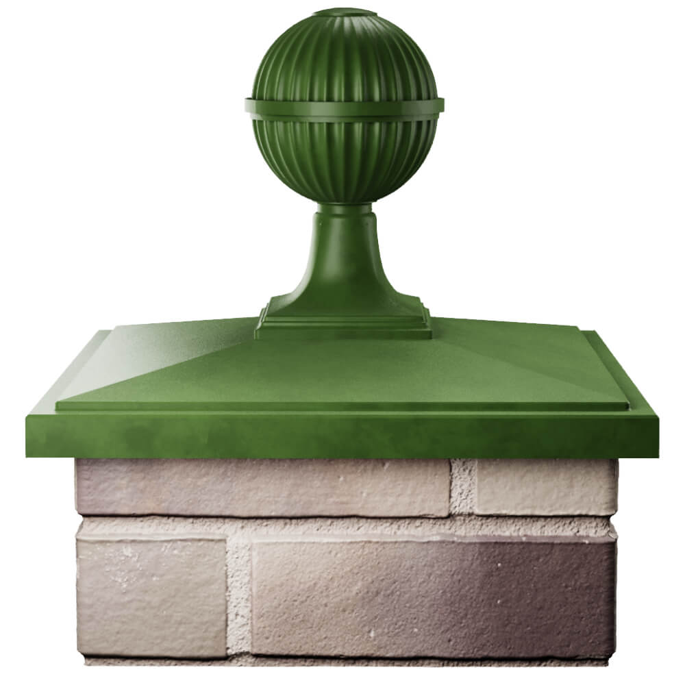 Колпак Zking БонаМоно Зеленый с шаром на столб 1.5х1.5 кирпича (385х385, 400х400мм) в сборе Муром фото