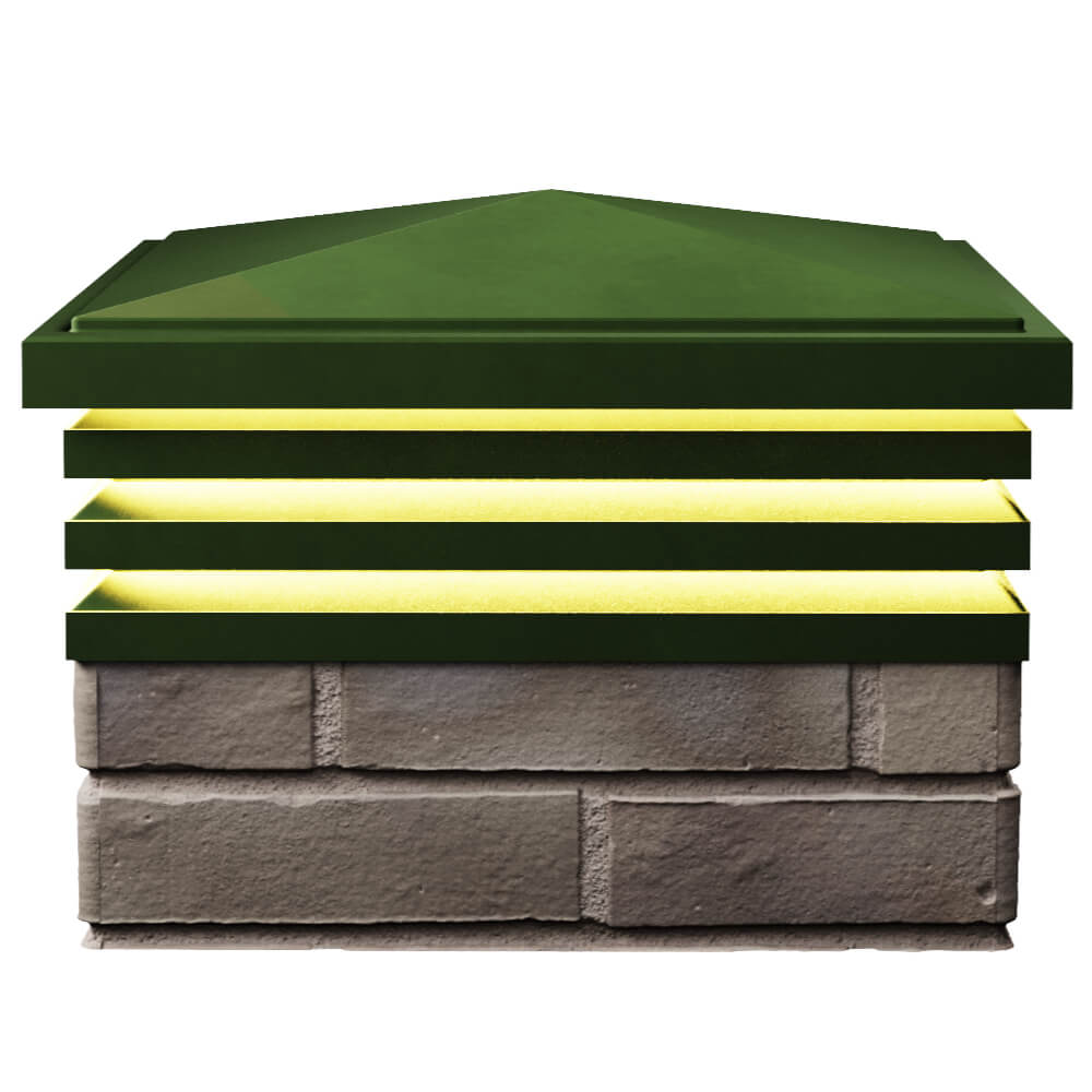 Колпак Zking Бона ХайТек Зеленый на столб 1.5х1.5 кирпича (385х385мм) с подсветкой в Муроме фото