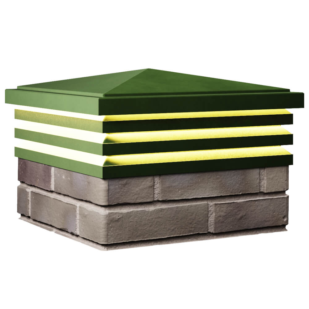 Колпак Zking Бона ХайТек Зеленый на столб 1.5х1.5 кирпича (385х385мм) с подсветкой в Муроме фото