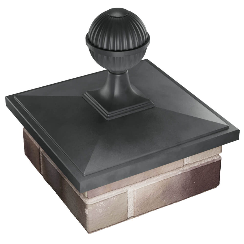 Колпак Zking БонаМоно Серый с шаром на столб 1.5х1.5 кирпича (385х385, 400х400мм) в сборе в Муроме фото