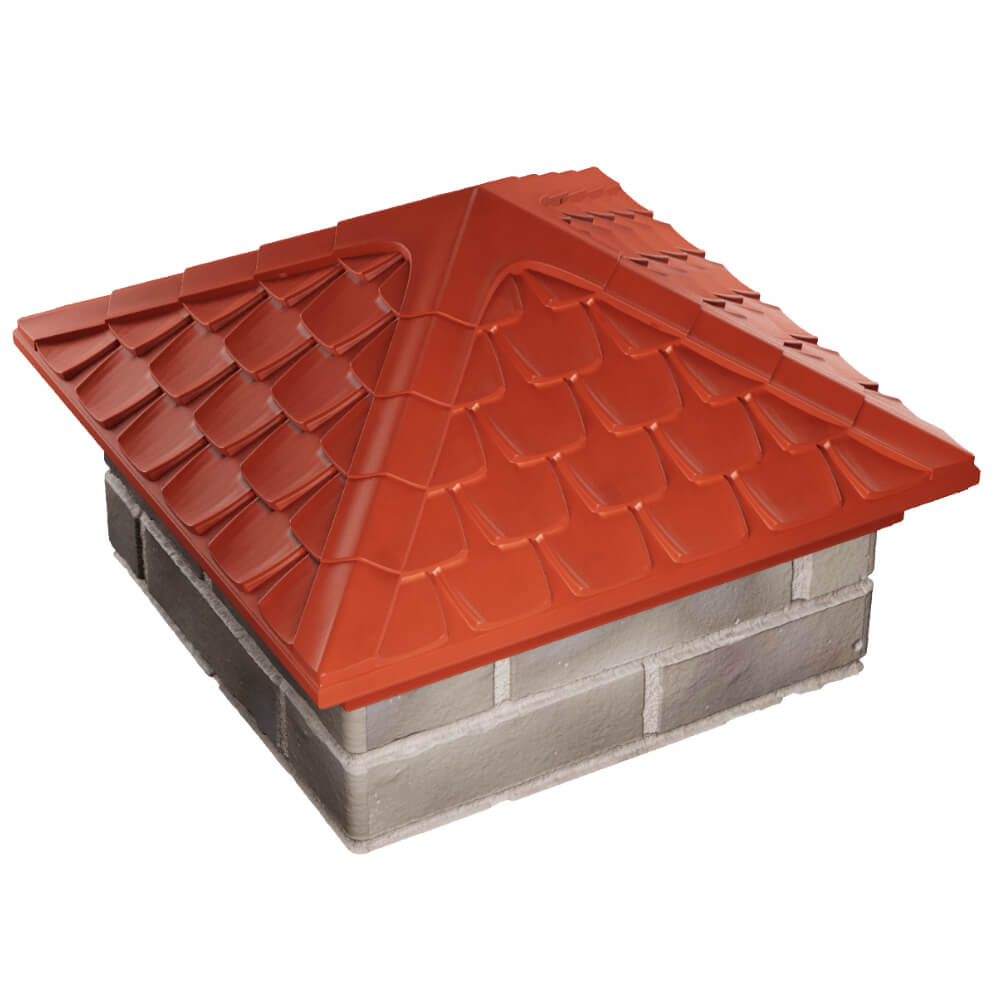 Колпак Zking Эльбрус Красный на столб 1.5х1.5 кирпича (385х385мм) в Муроме фото