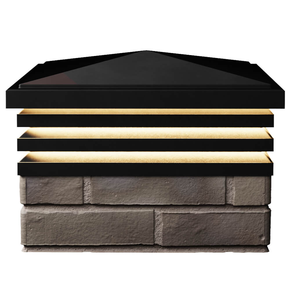 Колпак Zking Бона ХайТек Черный на столб 1.5х1.5 кирпича (385х385мм) с подсветкой в Муроме фото