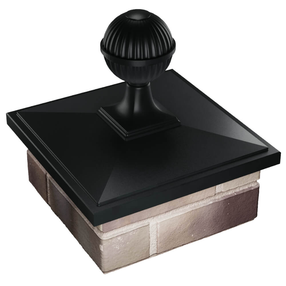 Колпак Zking БонаМоно Черный с шаром на столб 1.5х1.5 кирпича (385х385, 400х400мм) в сборе в Муроме фото