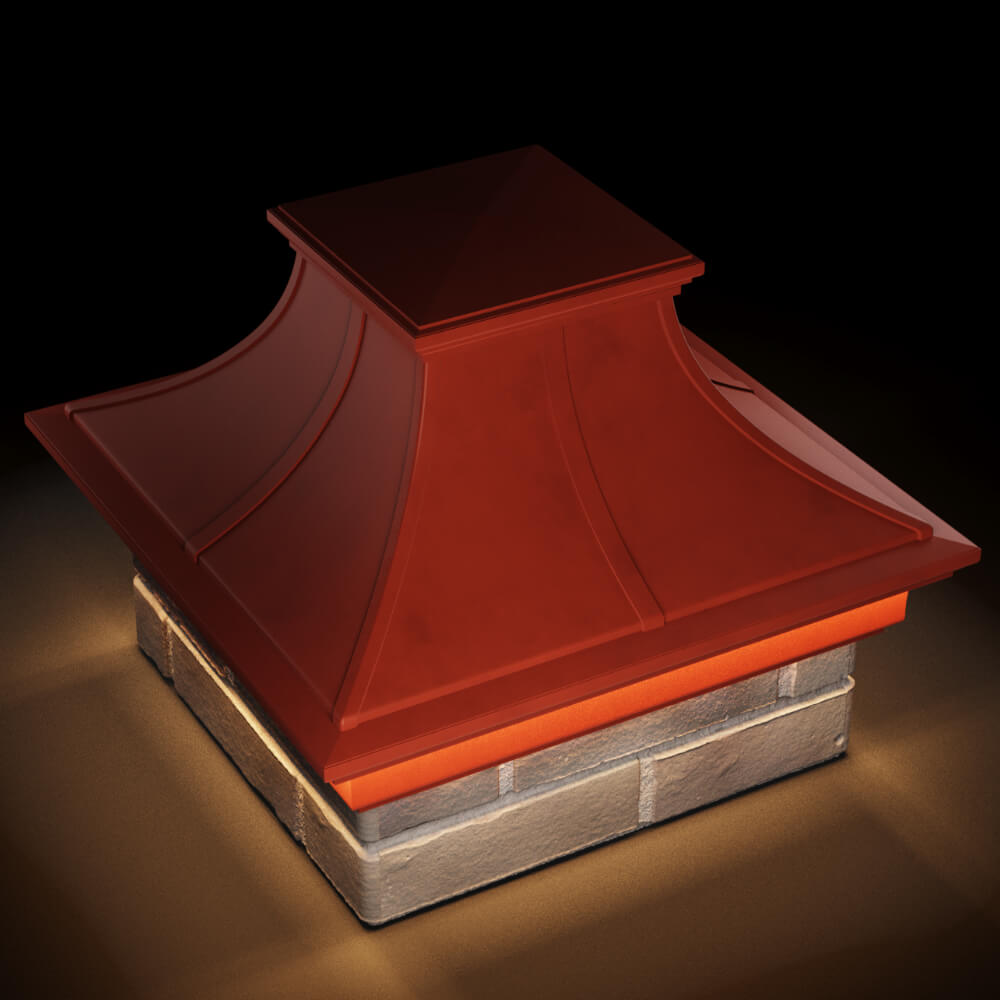 Колпак Zking Монблан Премиум Красный на столб 1.5х1.5 кирпича (385х385мм) с подсветкой в Муроме фото
