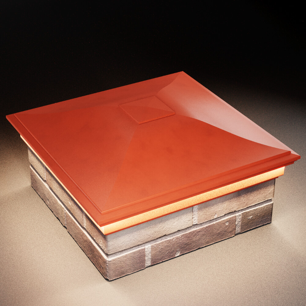 Колпак Zking Монблан Красный на столб 2х2 кирпича (515х515мм) c подсветкой в Муроме фото