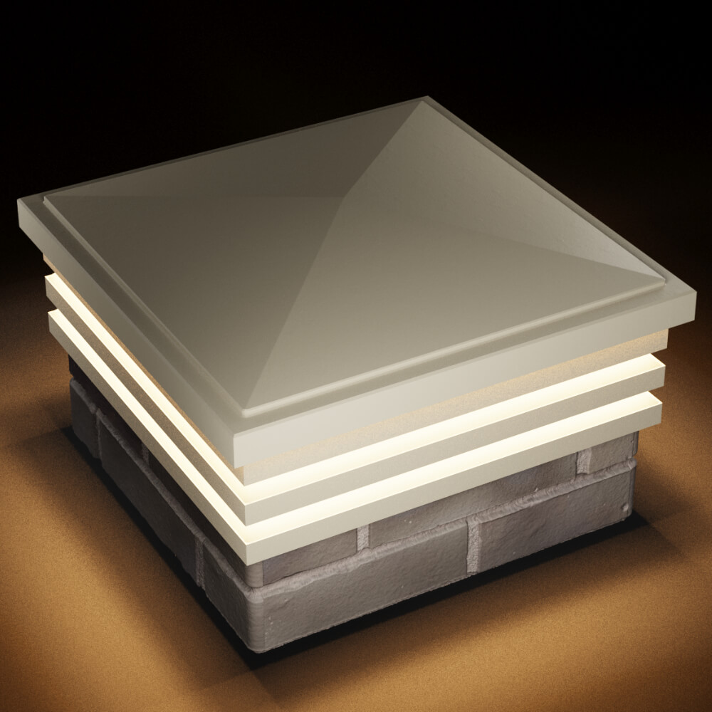 Колпак Zking Бона ХайТек Бежевый на столб 1.5х1.5 кирпича (385х385мм) с подсветкой в Муроме фото