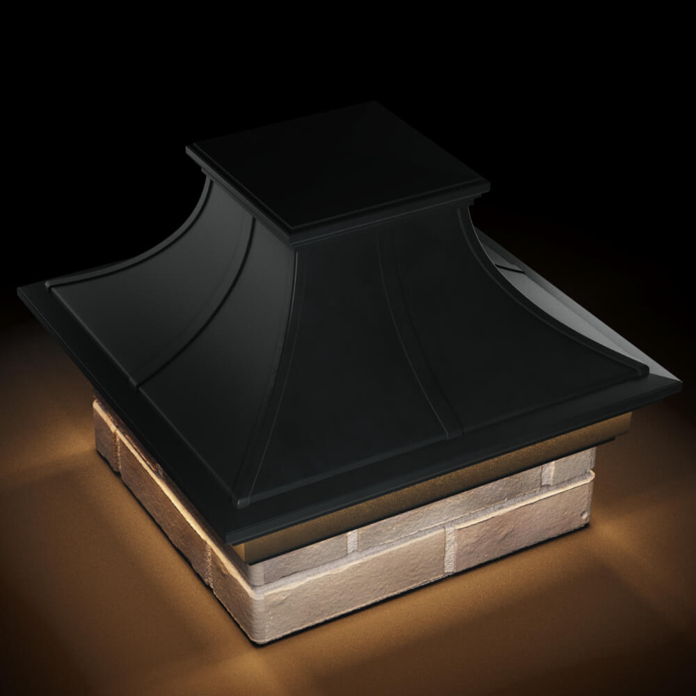 Колпак Zking Монблан Премиум Черный на столб 1.5х1.5 кирпича (385х385мм) с подсветкой в Муроме фото