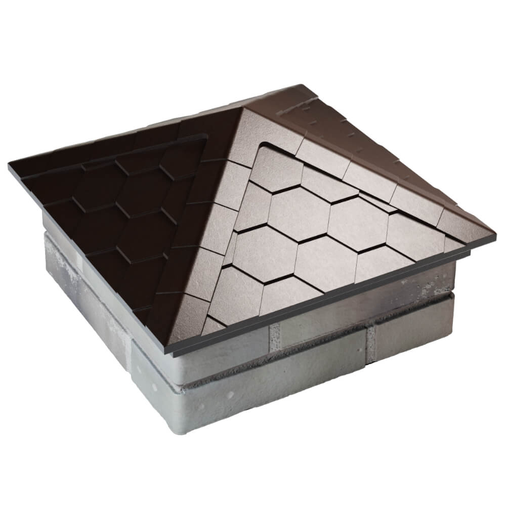 Колпак Zking Эверест Коричневый на столб 1.5х1.5 кирпича (390х390мм) в Муроме фото