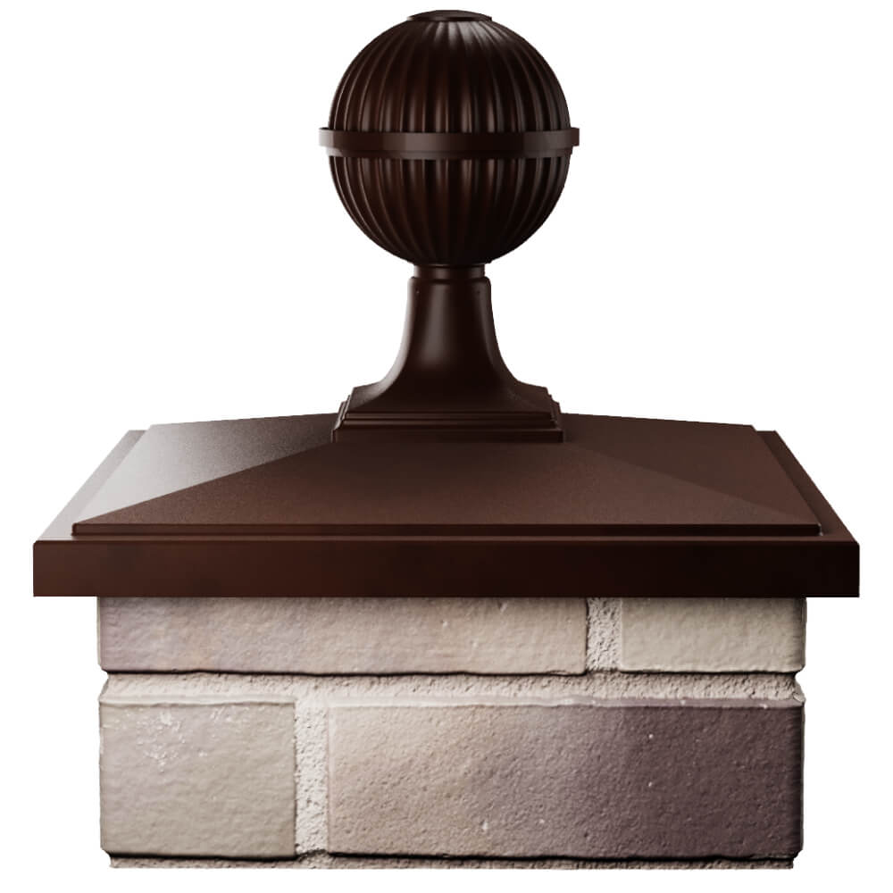 Колпак Zking БонаМоно Коричневый с шаром на столб 1.5х1.5 кирпича (385х385, 400х400мм) в сборе Муром фото