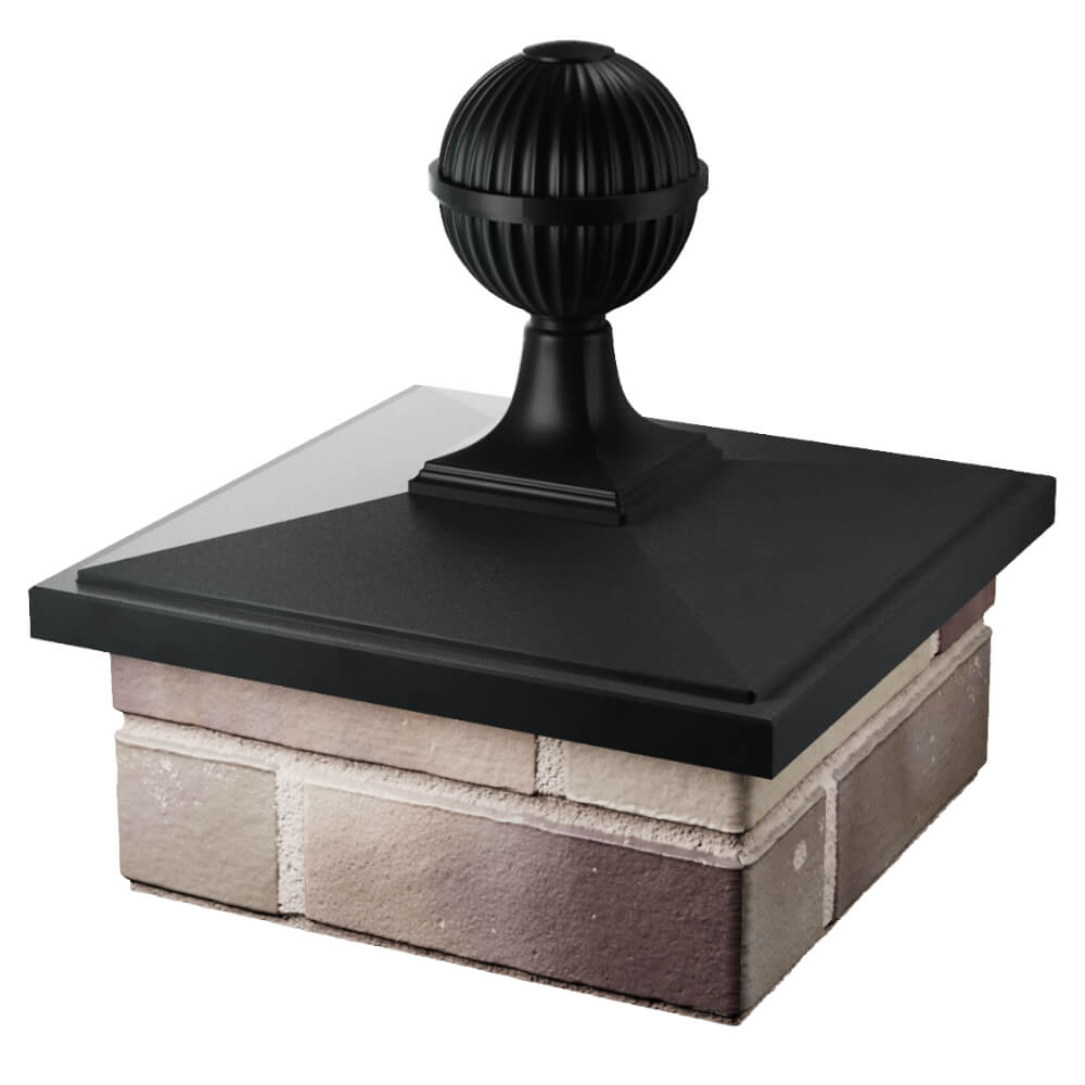 Колпак Zking БонаМоно Черный с шаром на столб 1.5х1.5 кирпича (385х385, 400х400мм) в сборе в Муроме фото