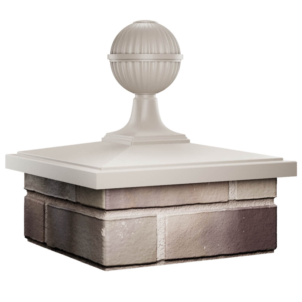 Колпак Zking БонаМоно Бежевый с шаром на столб 1.5х1.5 кирпича (385х385, 400х400мм) в сборе в Муроме фото