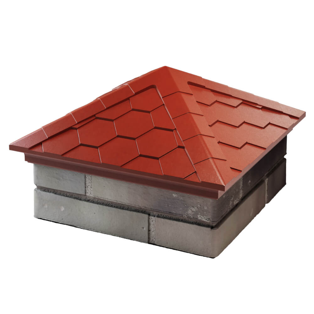 Колпак Zking Эверест Красный на столб 1.5х1.5 кирпича (390х390мм) в Муроме фото