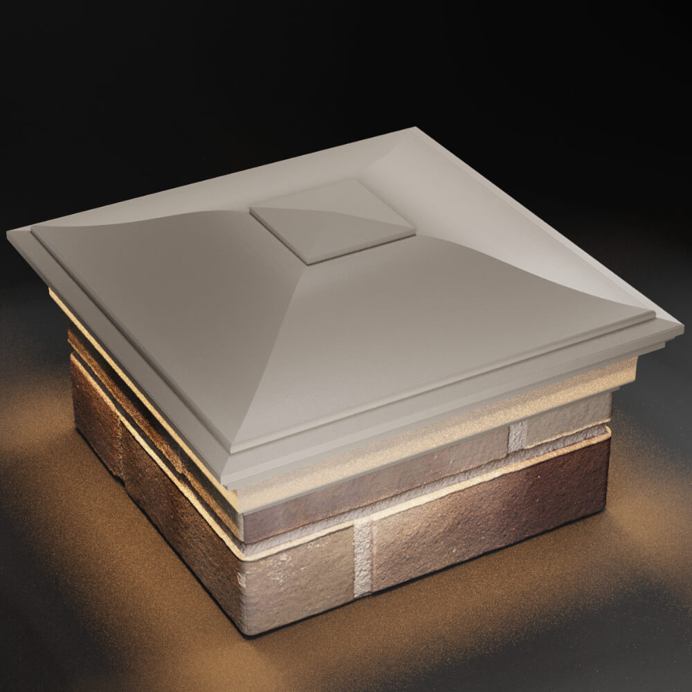 Колпак Zking Монблан Бежевый на столб 1.5х1.5 кирпича (385х385мм) с подсветкой в Муроме фото