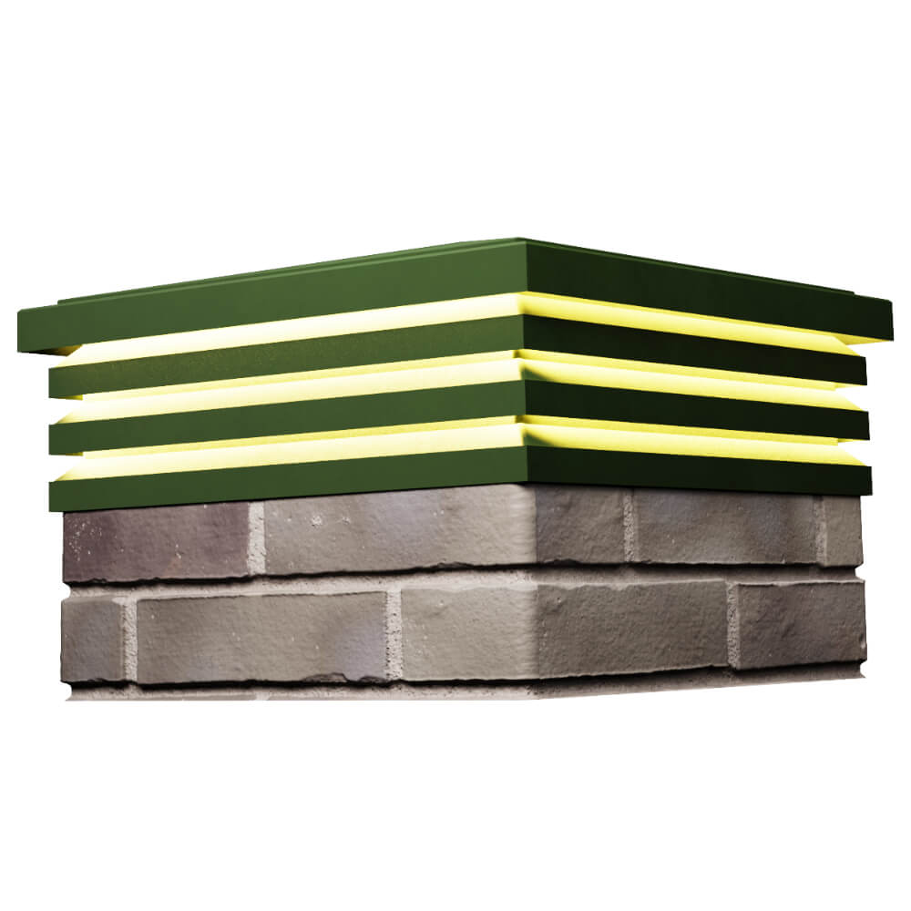 Колпак Zking Бона ХайТек Зеленый на столб 1.5х1.5 кирпича (385х385мм) с подсветкой в Муроме фото