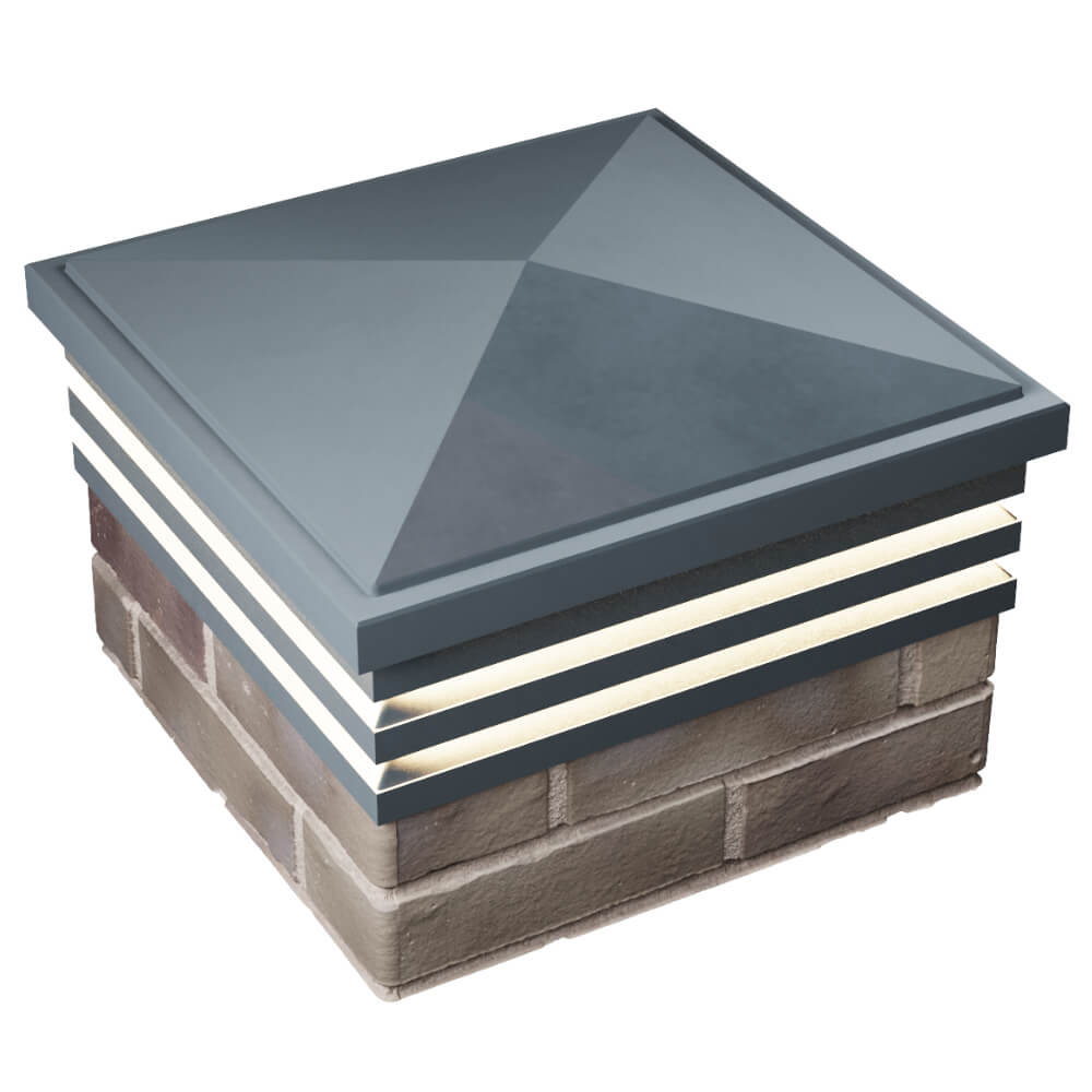 Колпак Zking Бона ХайТек Серый на столб 1.5х1.5 кирпича (385х385мм) с подсветкой в Муроме фото