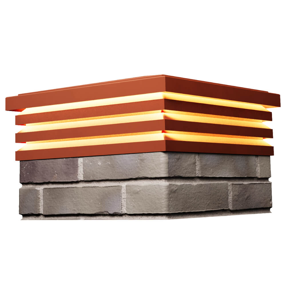 Колпак Zking Бона ХайТек Красный на столб 1.5х1.5 кирпича (385х385мм) с подсветкой в Муроме фото