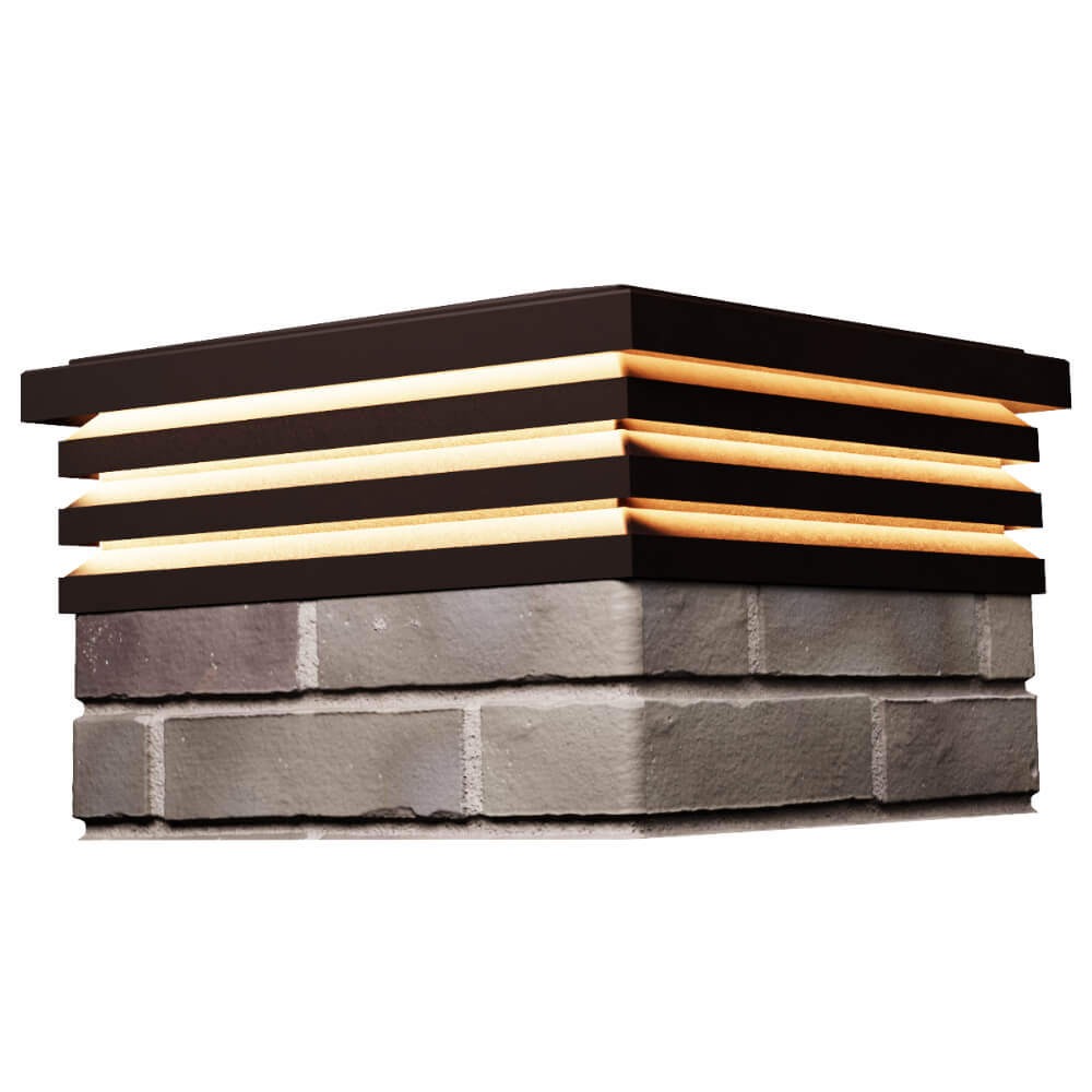 Колпак Zking Бона ХайТек Коричневый на столб 1.5х1.5 кирпича (385х385мм) с подсветкой в Муроме фото