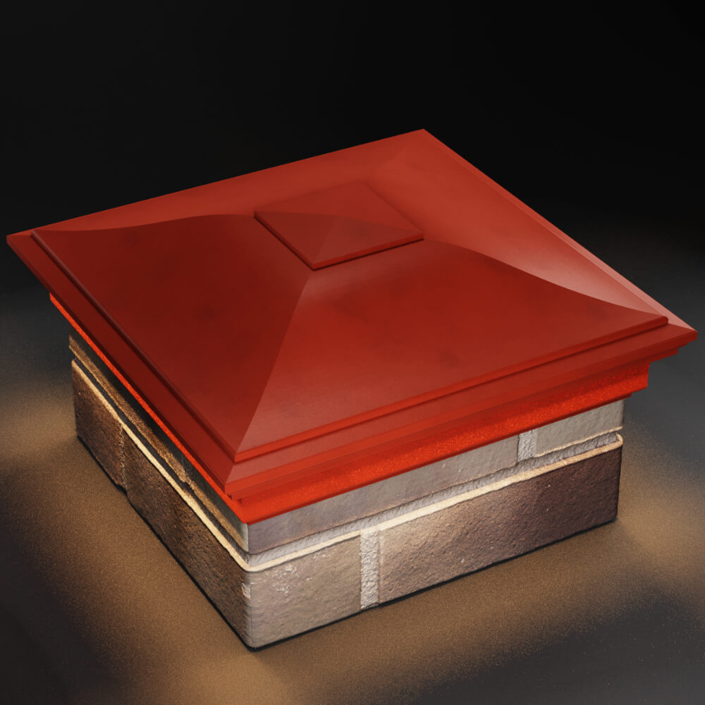 Колпак Zking Монблан Красный на столб 1.5х1.5 кирпича (385х385мм) с подсветкой в Муроме фото