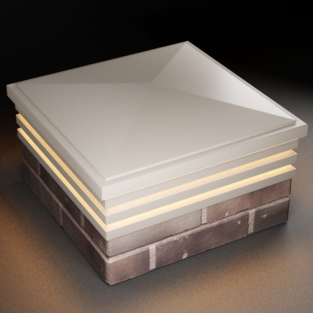 Колпак Zking Бона ХайТек Бежевый на столб 2х2 кирпича (513х513мм) с подсветкой в Муроме фото