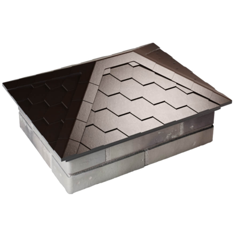 Колпак Zking Эверест Коричневый на столб 2х1.5 кирпича (520х390мм) Муром фото