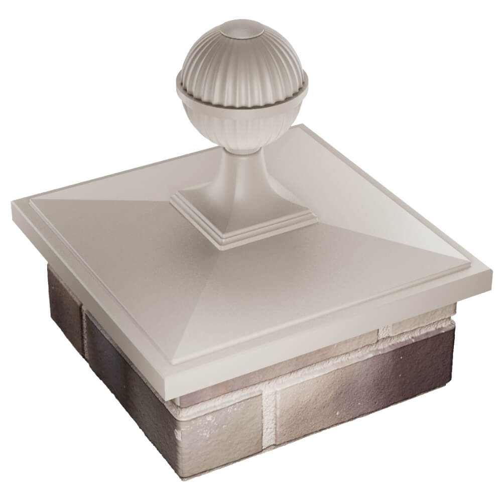 Колпак Zking БонаМоно Бежевый с шаром на столб 1.5х1.5 кирпича (385х385, 400х400мм) в сборе в Муроме фото