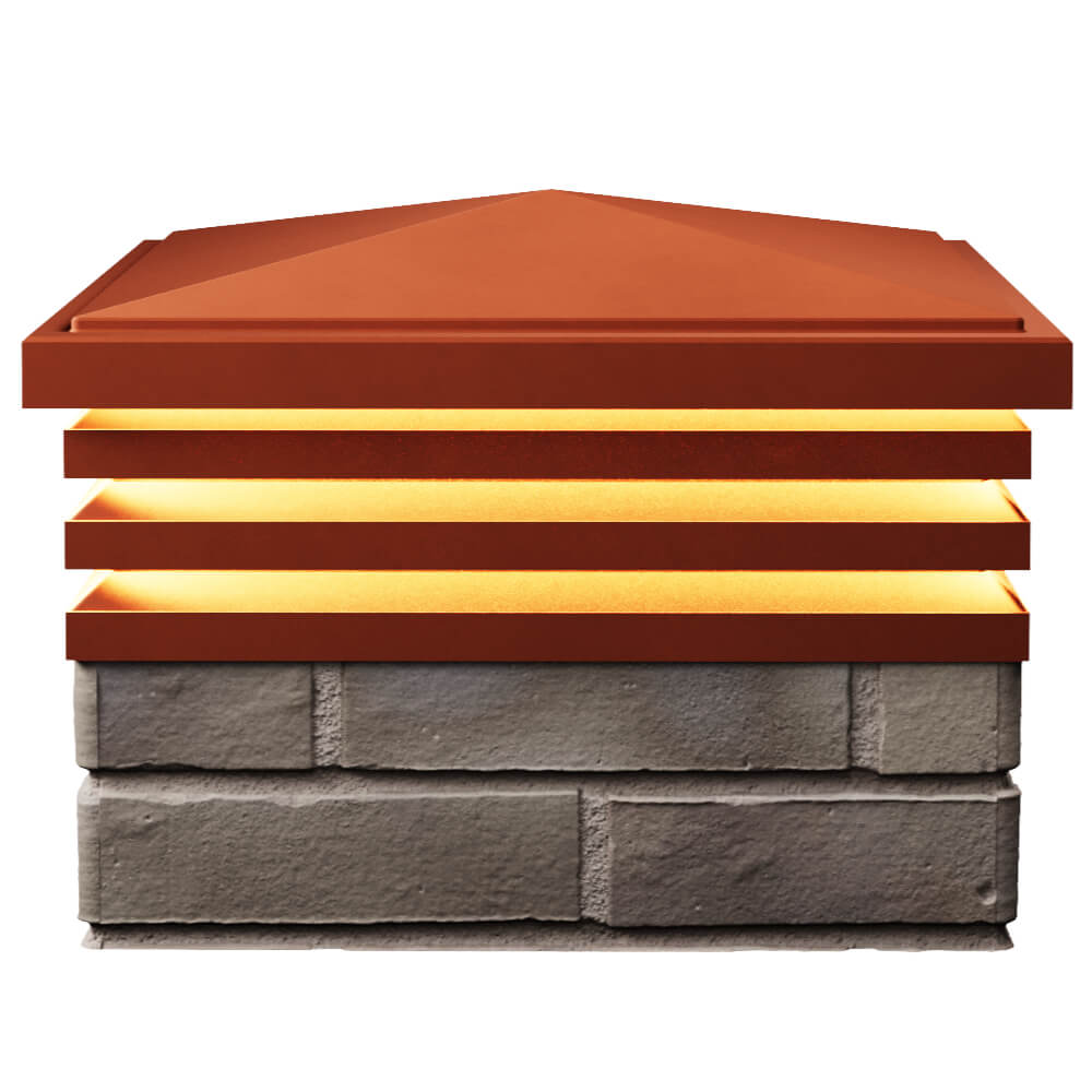 Колпак Zking Бона ХайТек Красный на столб 1.5х1.5 кирпича (385х385мм) с подсветкой в Муроме фото