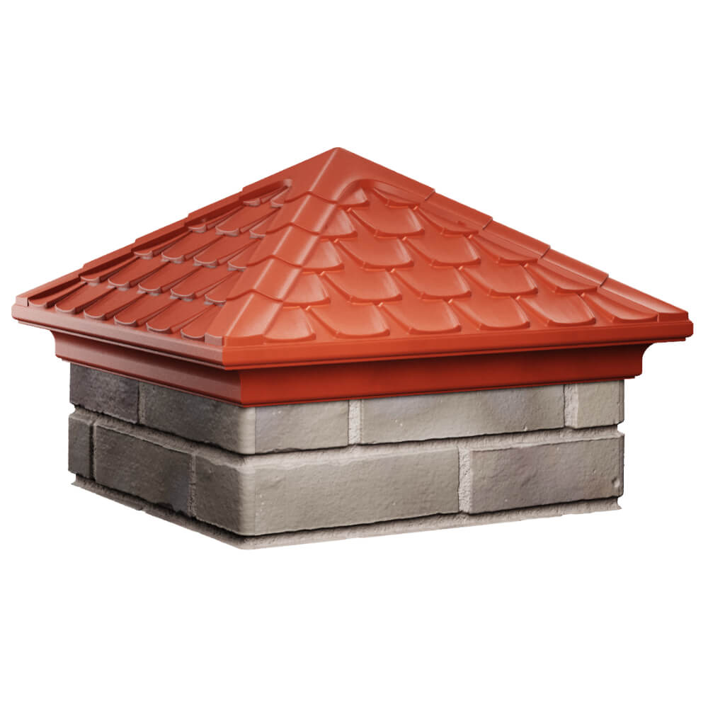 Колпак Zking Эльбрус Красный на столб 1.5х1.5 кирпича (385х385мм) в Муроме фото