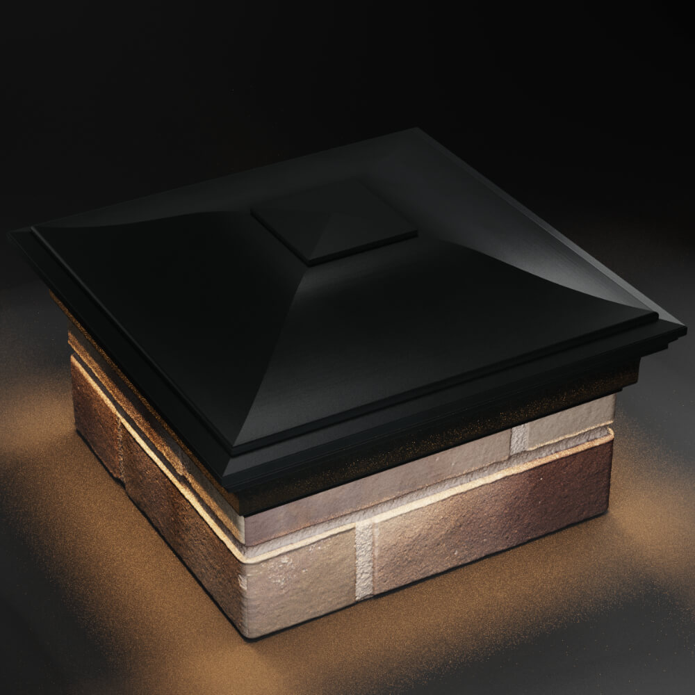 Колпак Zking Монблан Черный на столб 1.5х1.5 кирпича (385х385мм) с подсветкой в Муроме фото