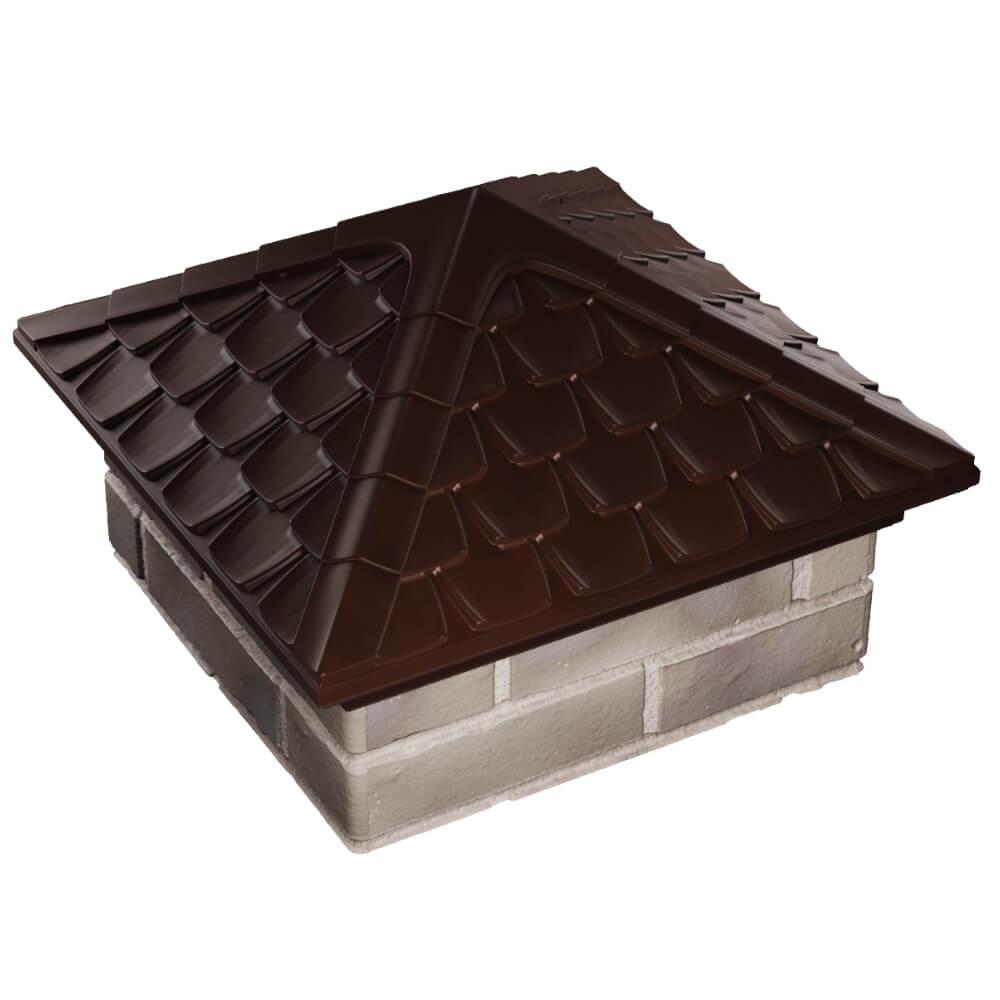 Колпак Zking Эльбрус Коричневый на столб 1.5х1.5 кирпича (385х385мм) в Муроме фото